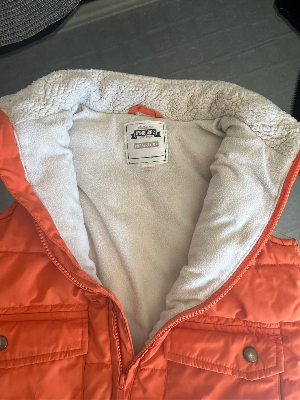Gymboree Orange Quilted Vest with Tan Yoke